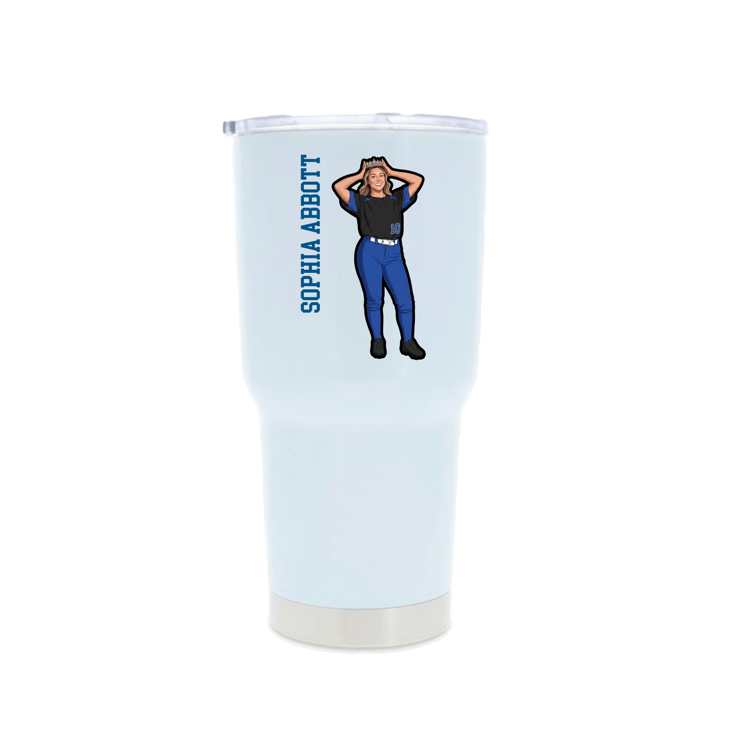 30oz Stainless Steel Tumbler — Name Vertical in White