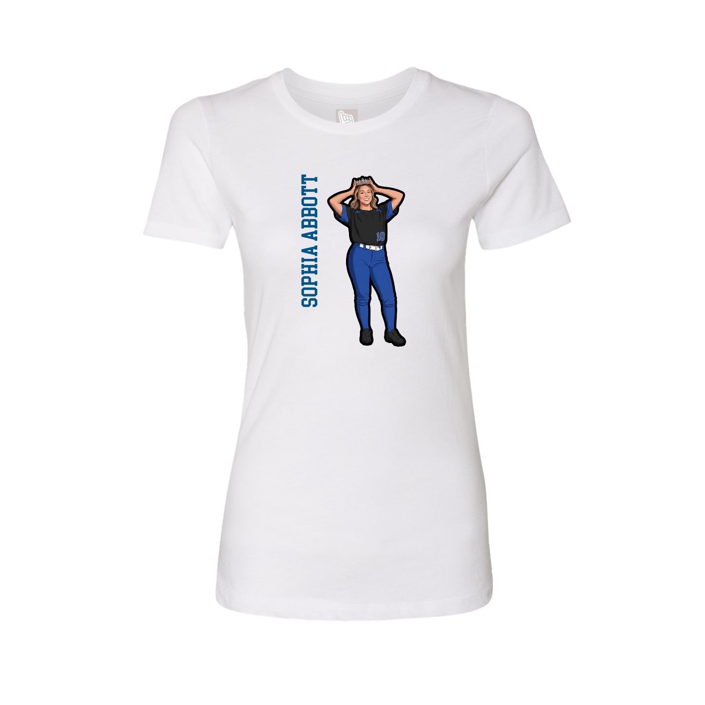 Fitted Women's Tee — Name Vertical in White