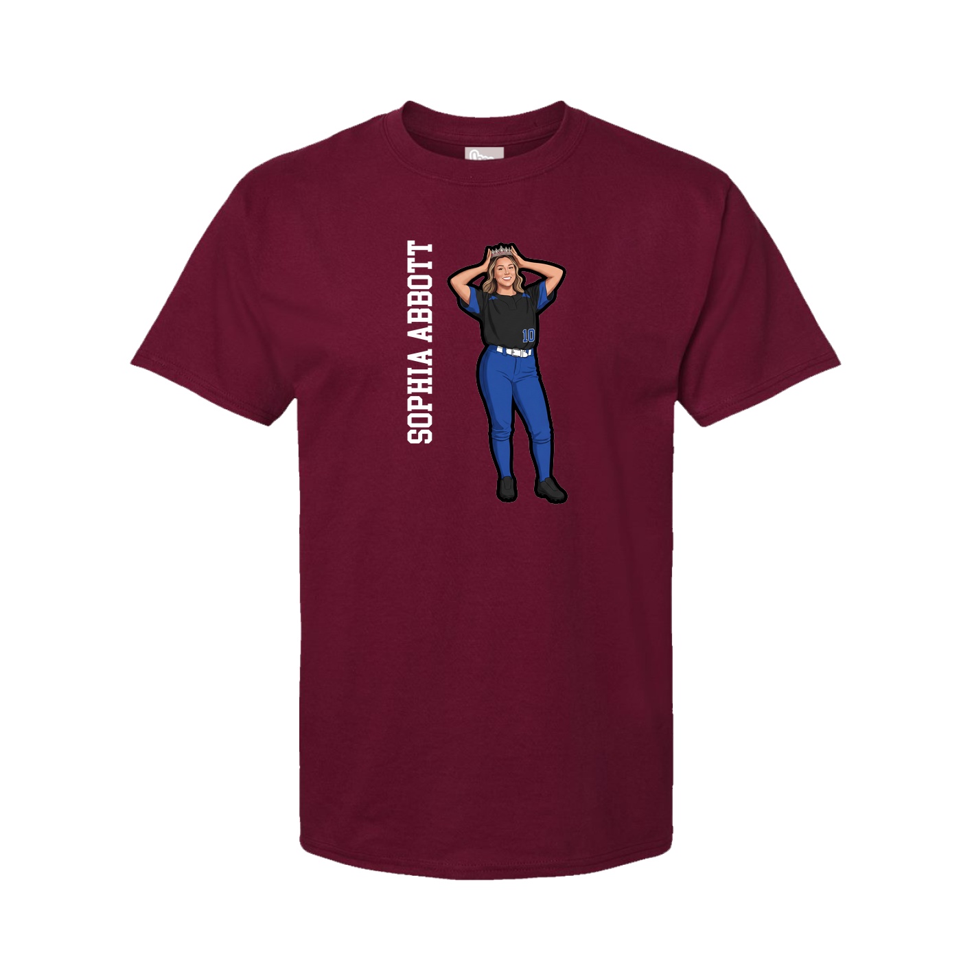 Youth Tee — Name Vertical in Cardinal