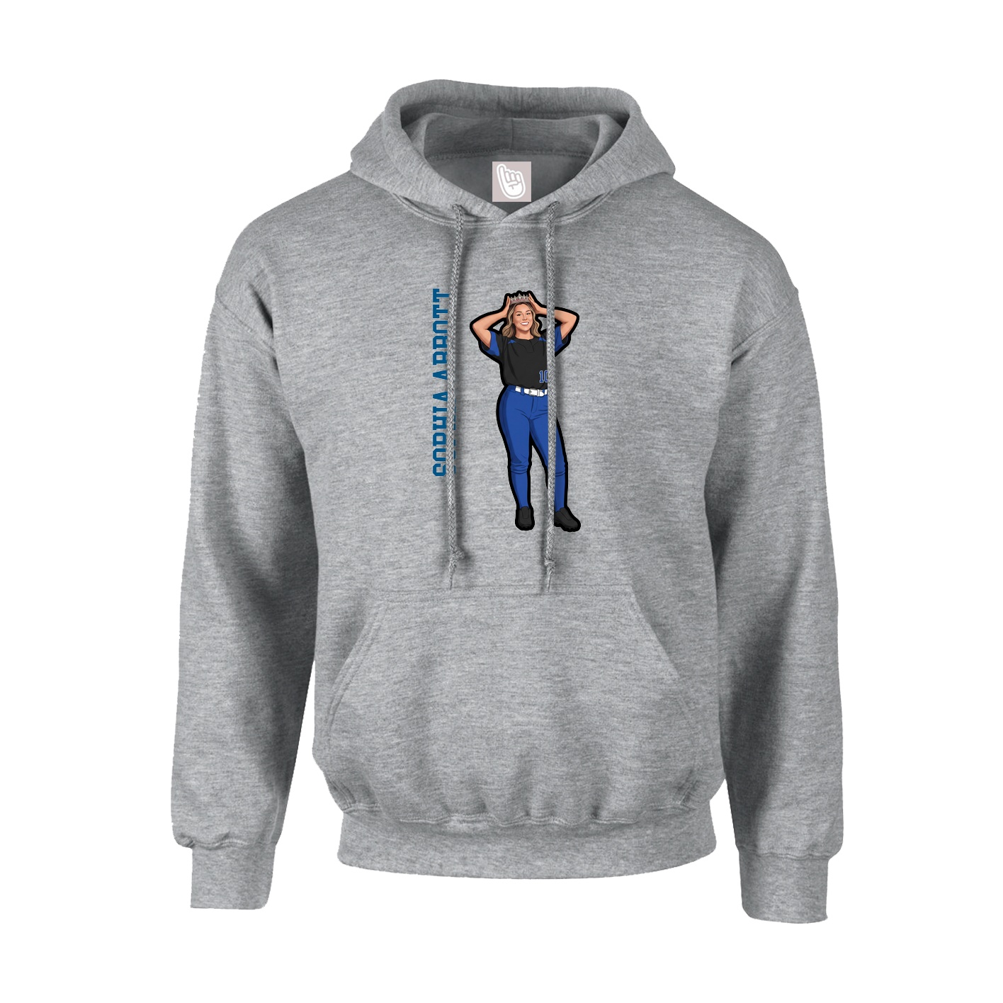 Hoodie — Name Vertical in Grey