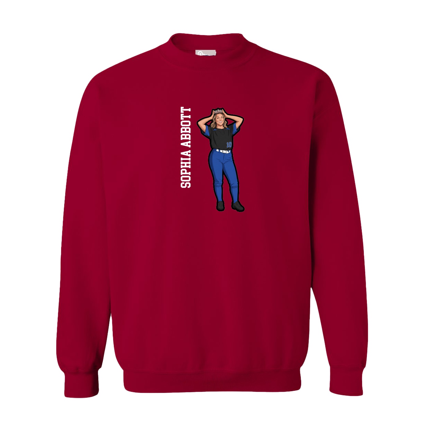 Fleece Crew — Name Vertical in Cardinal