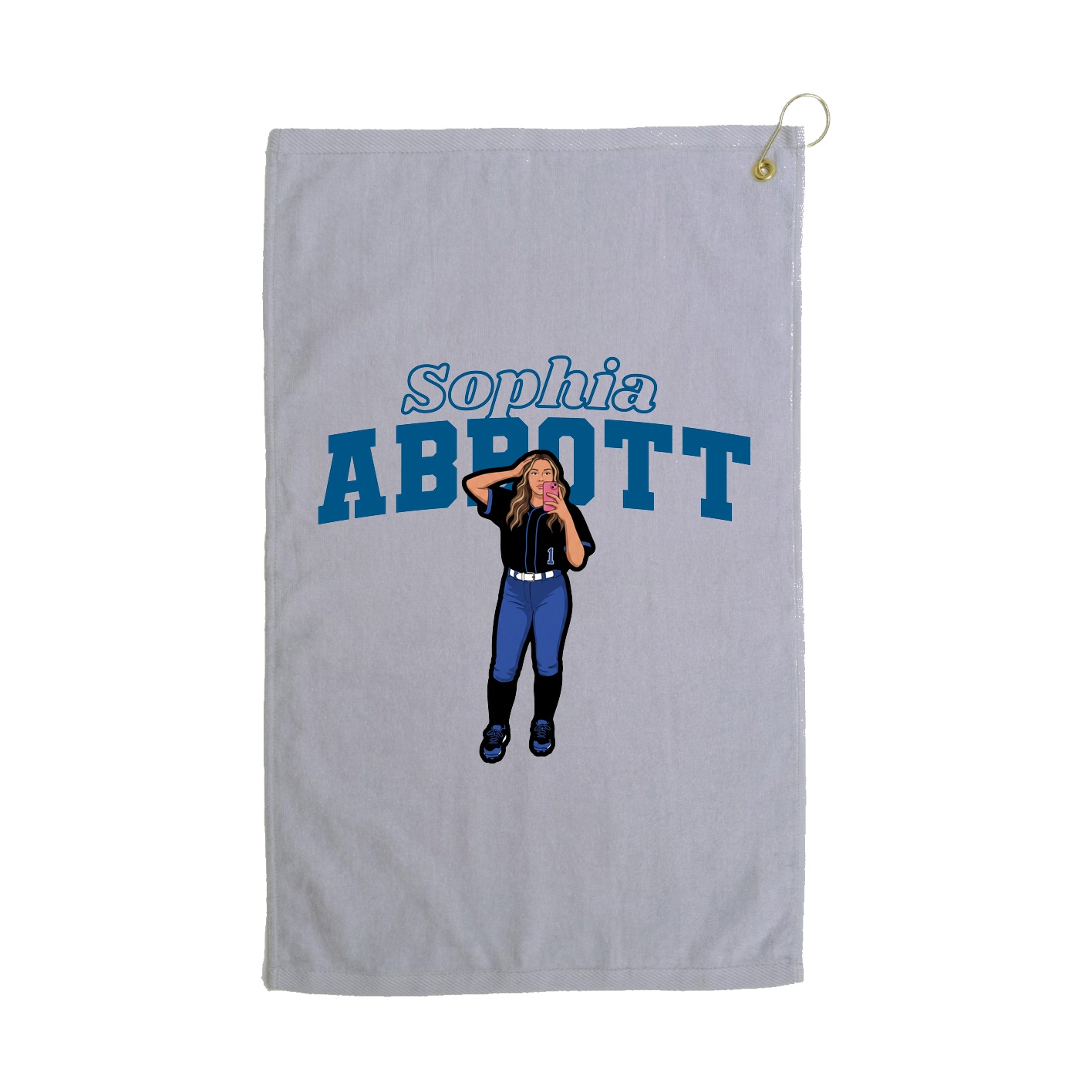 Golf Towel — Name Arch in Grey