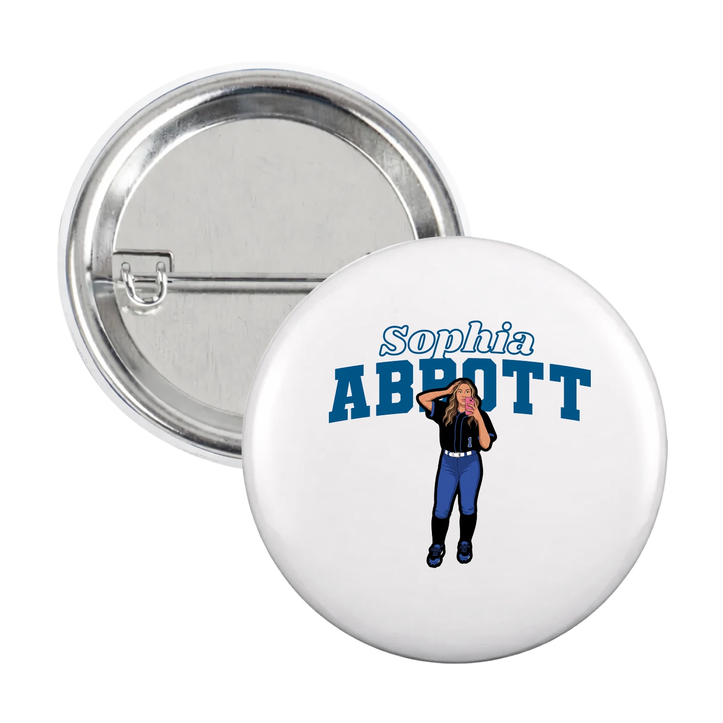 Game Day Button — Name Arch in White