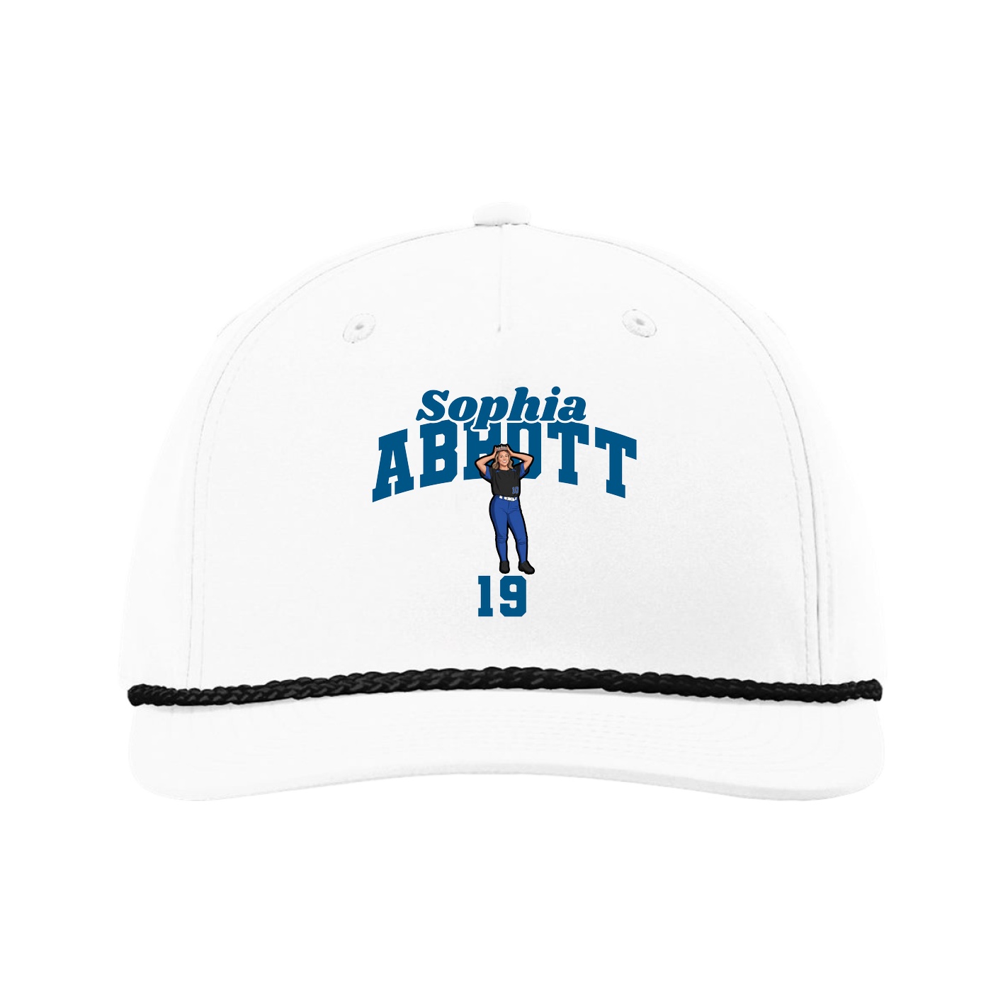 Five-Panel Classic Rope Cap — Signature Arch in White