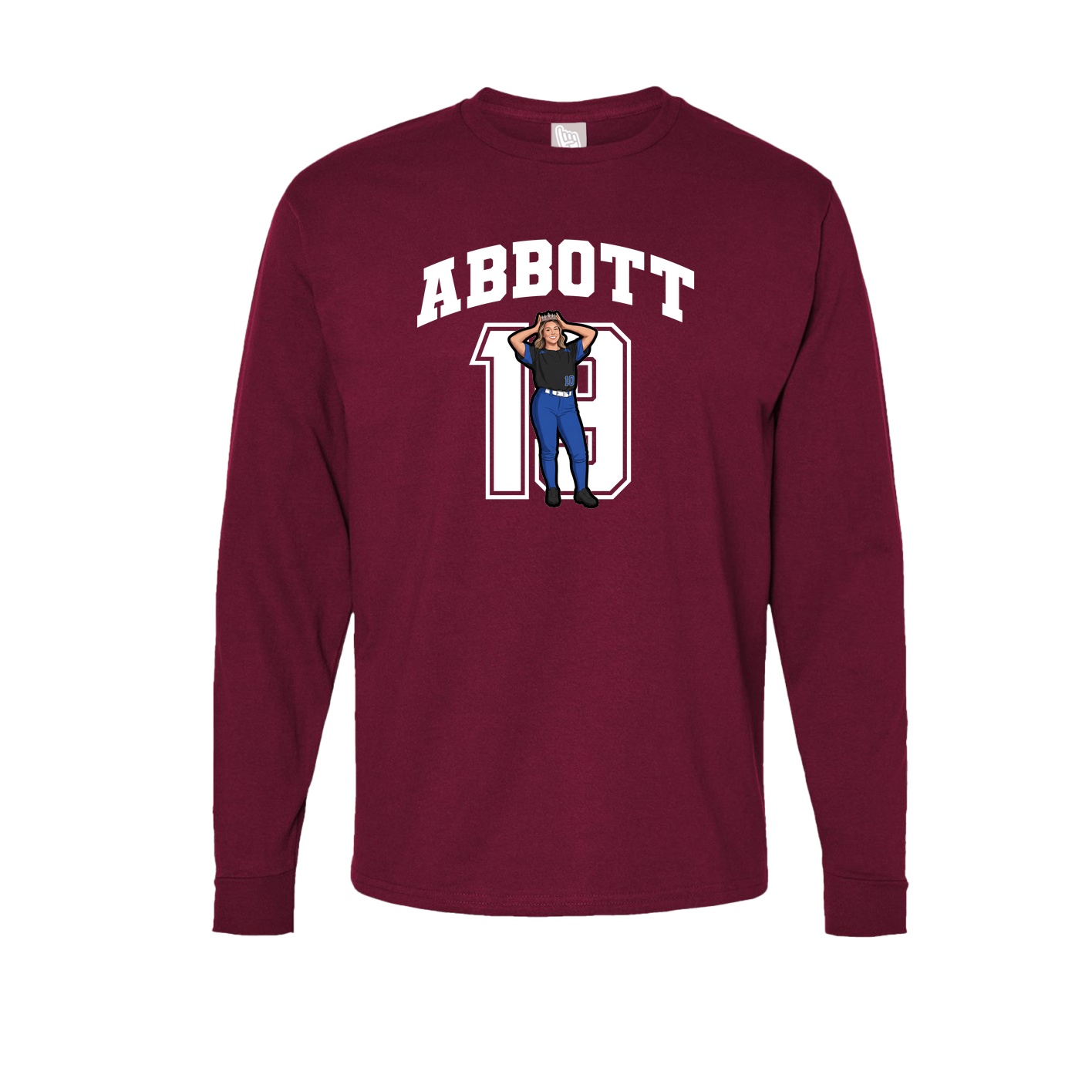 Long Sleeve Tee — Number in Cardinal