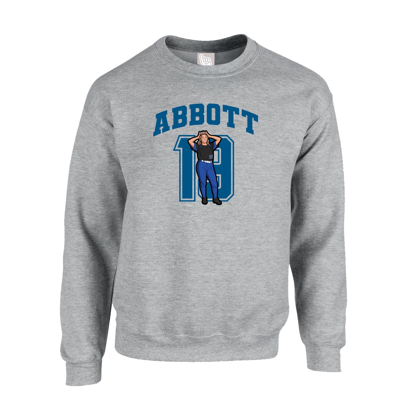 Fleece Crew — Number in Grey