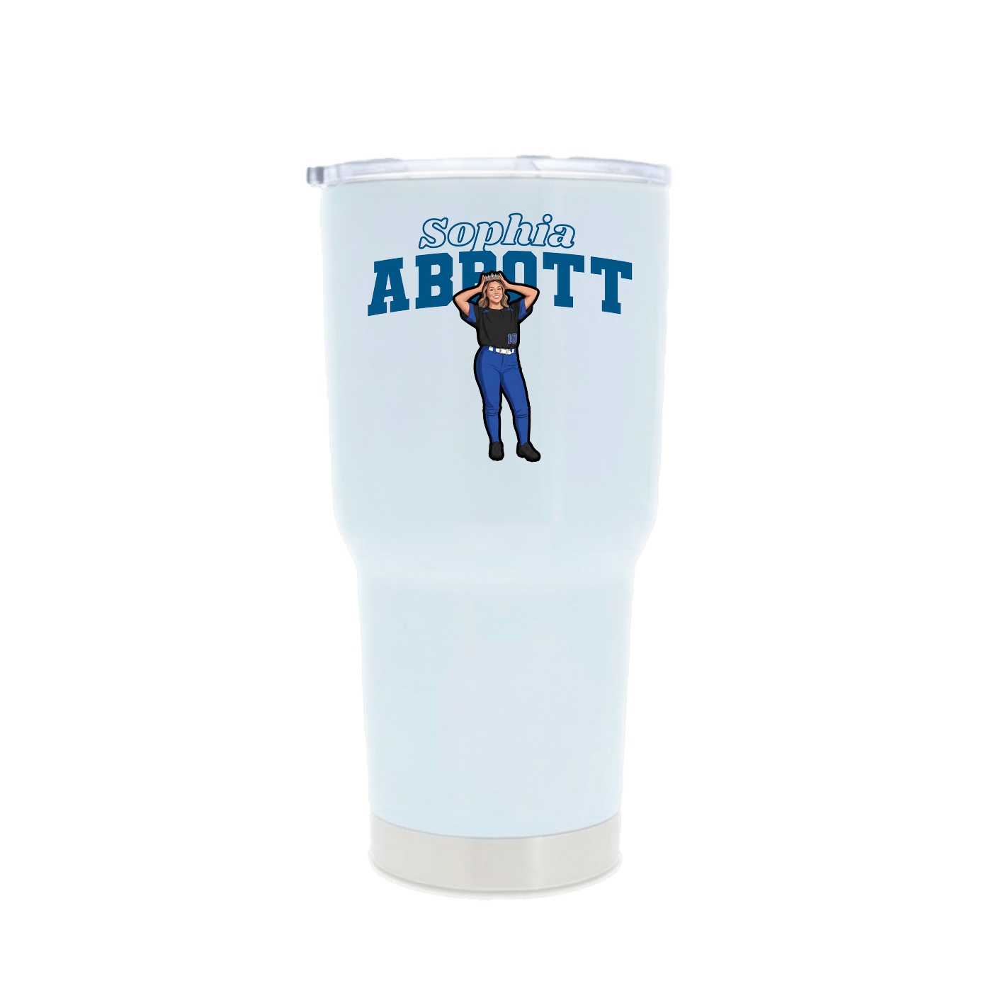 30oz Stainless Steel Tumbler — Name Arch in White