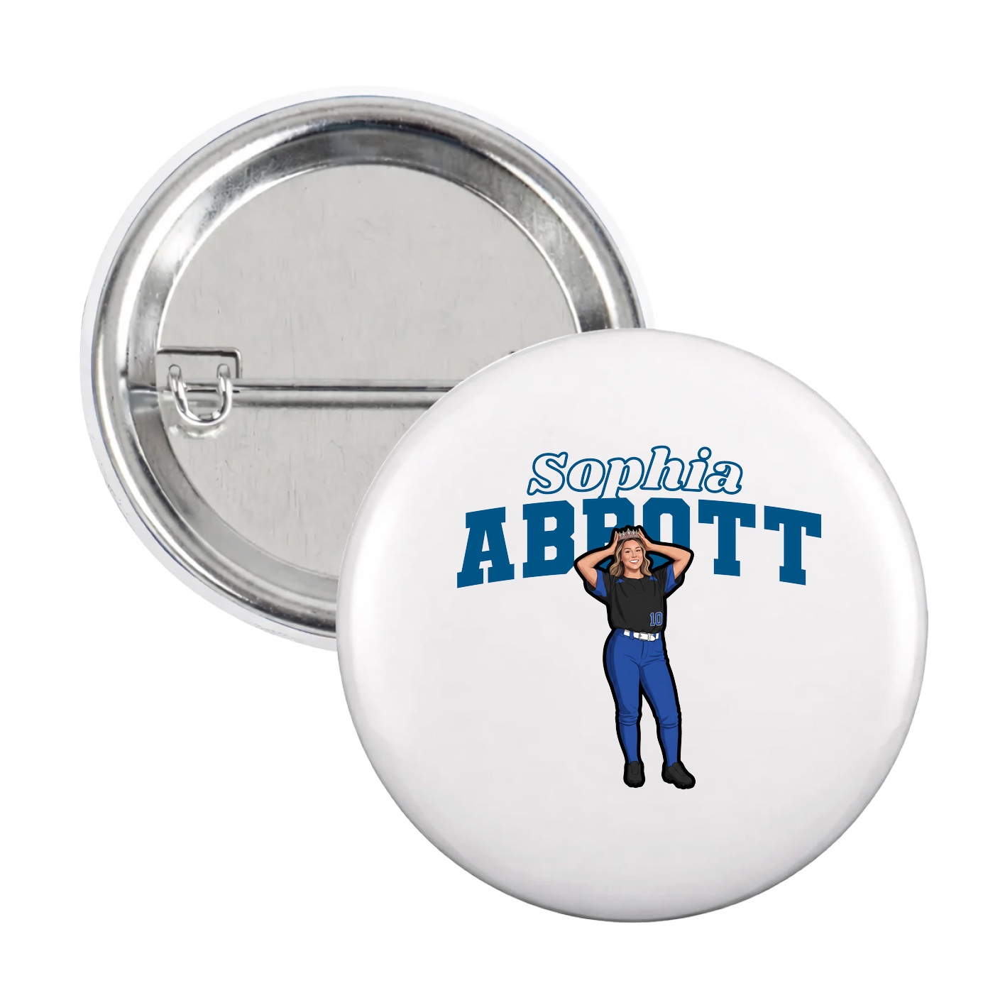 Game Day Button — Name Arch in White