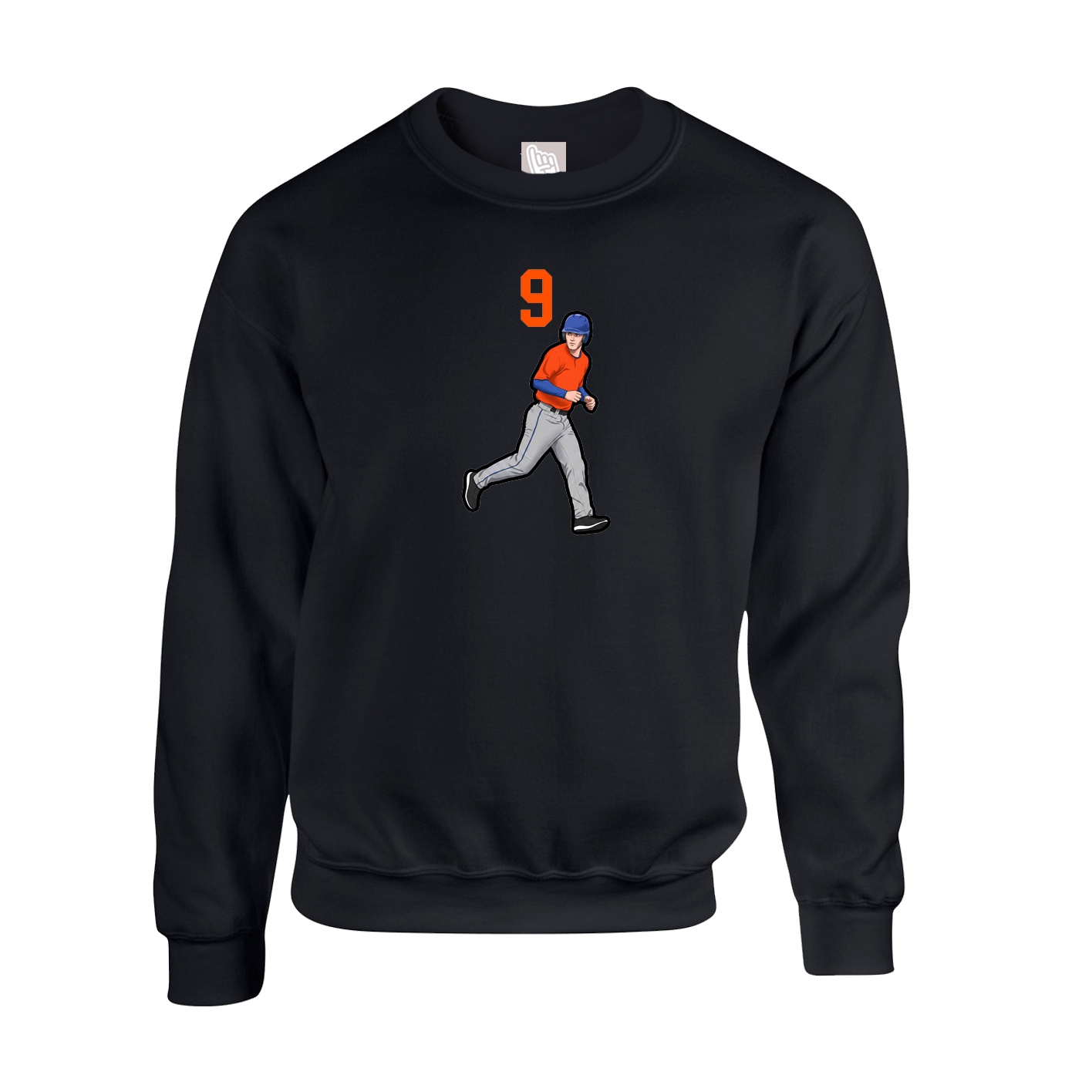 Fleece Crew — Number Top in Black