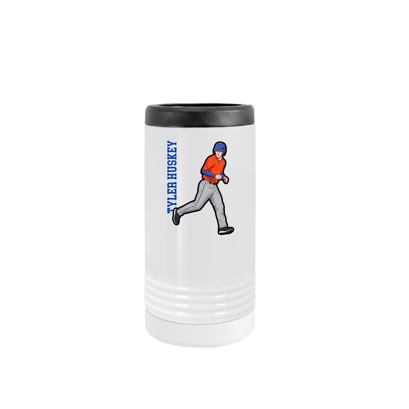 Slim Beverage Holder — Name Vertical in White