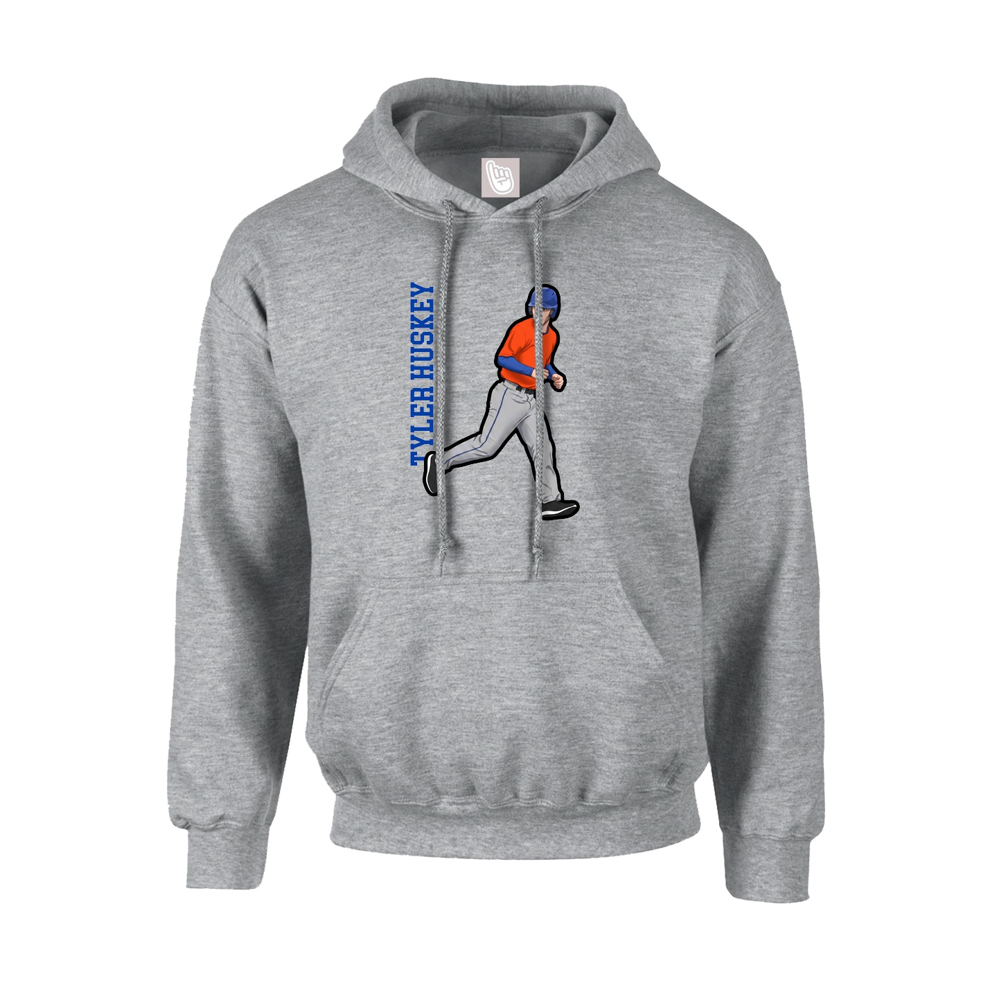 Hoodie — Name Vertical in Grey