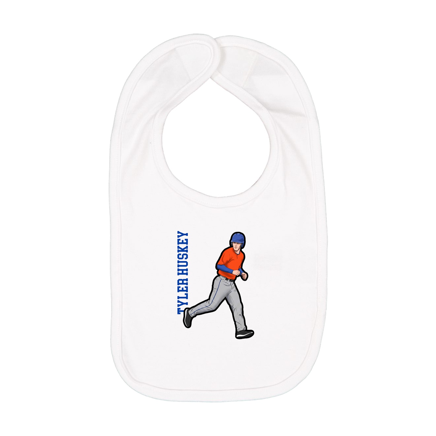 Infant Bib — Name Vertical in White