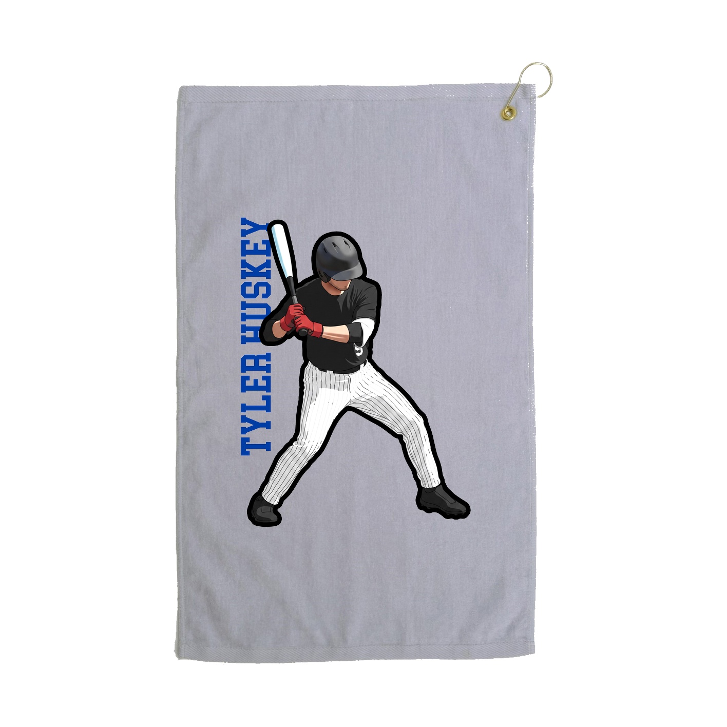 Golf Towel — Name Vertical in Grey