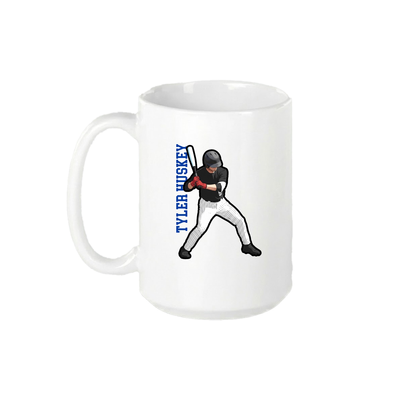 15oz Coffee Mug — Name Vertical in White