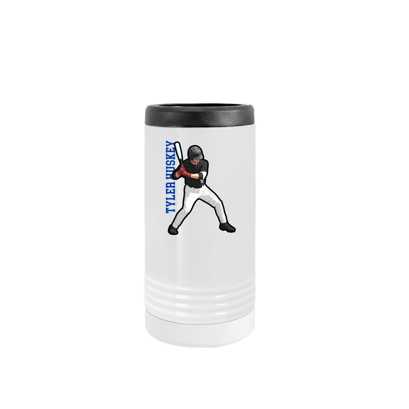 Slim Beverage Holder — Name Vertical in White