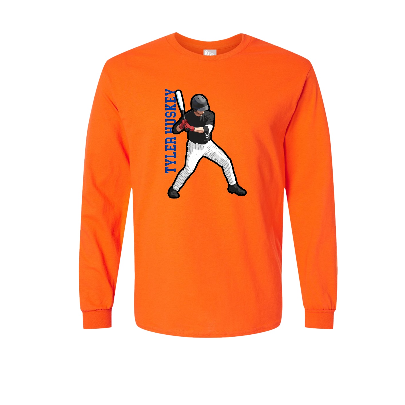 Long Sleeve Tee — Name Vertical in Orange