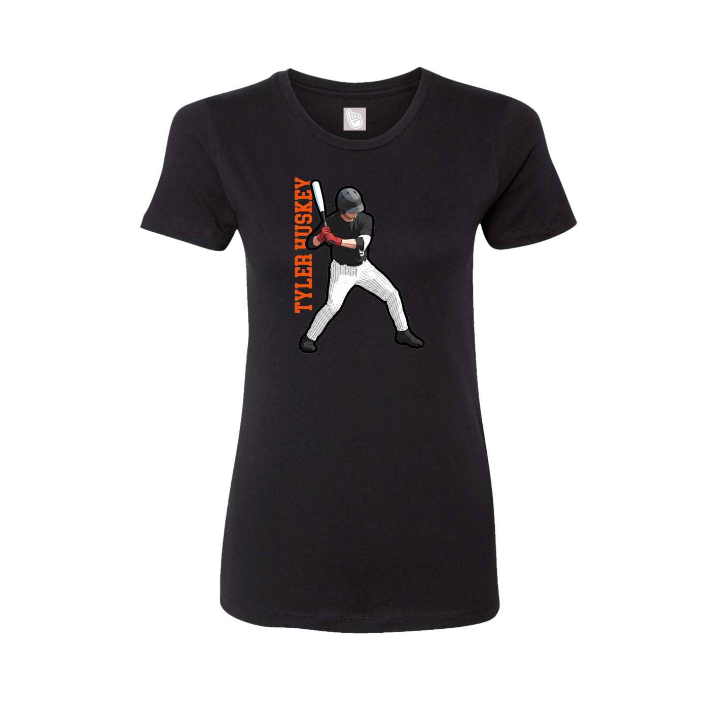 Womens Tee — Name Vertical in Black