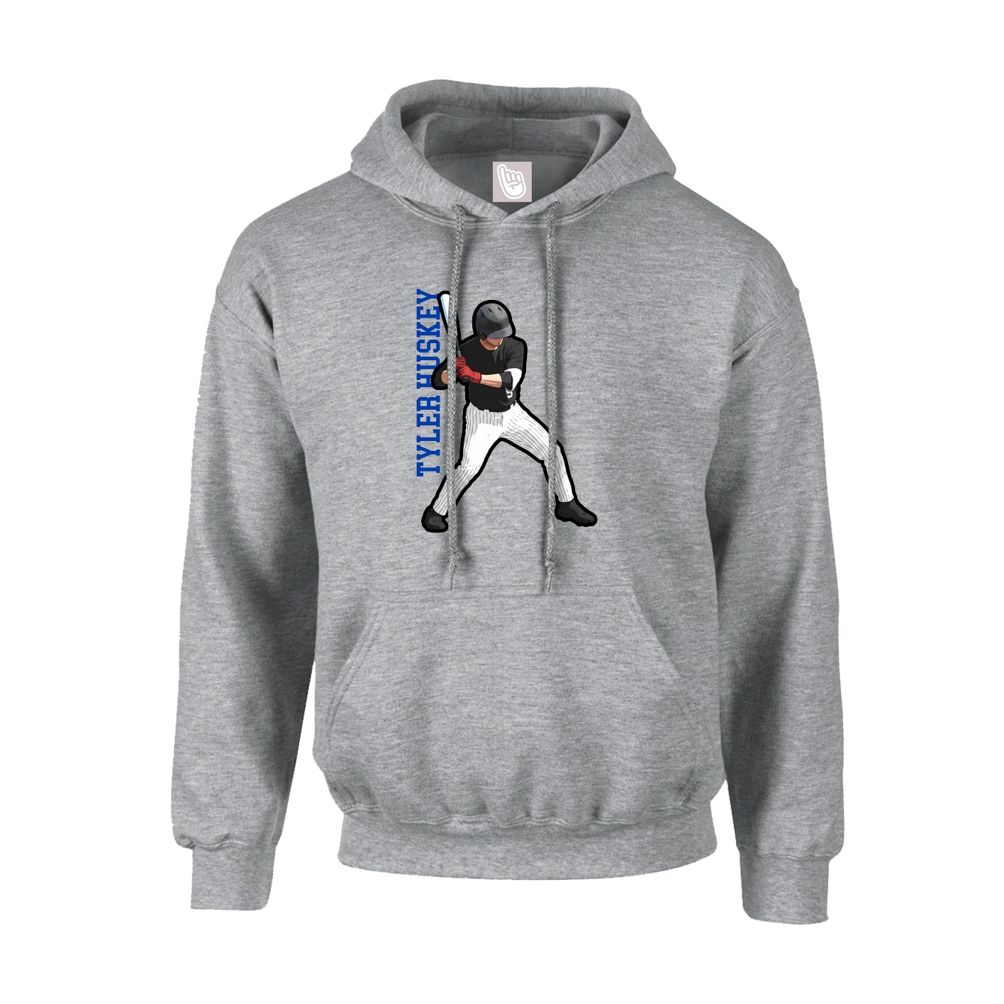 Hoodie — Name Vertical in Grey