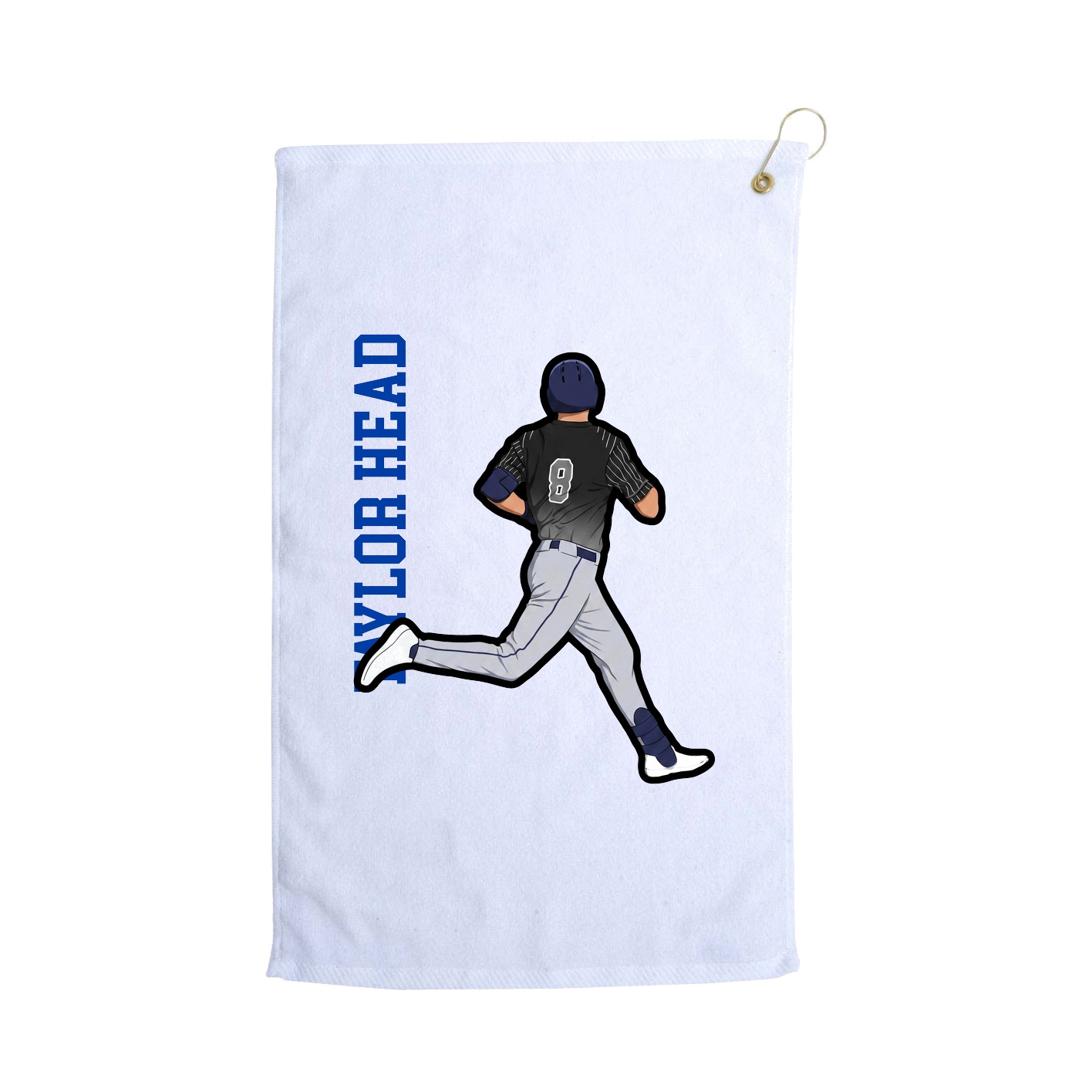 Golf Towel — Name Vertical in White