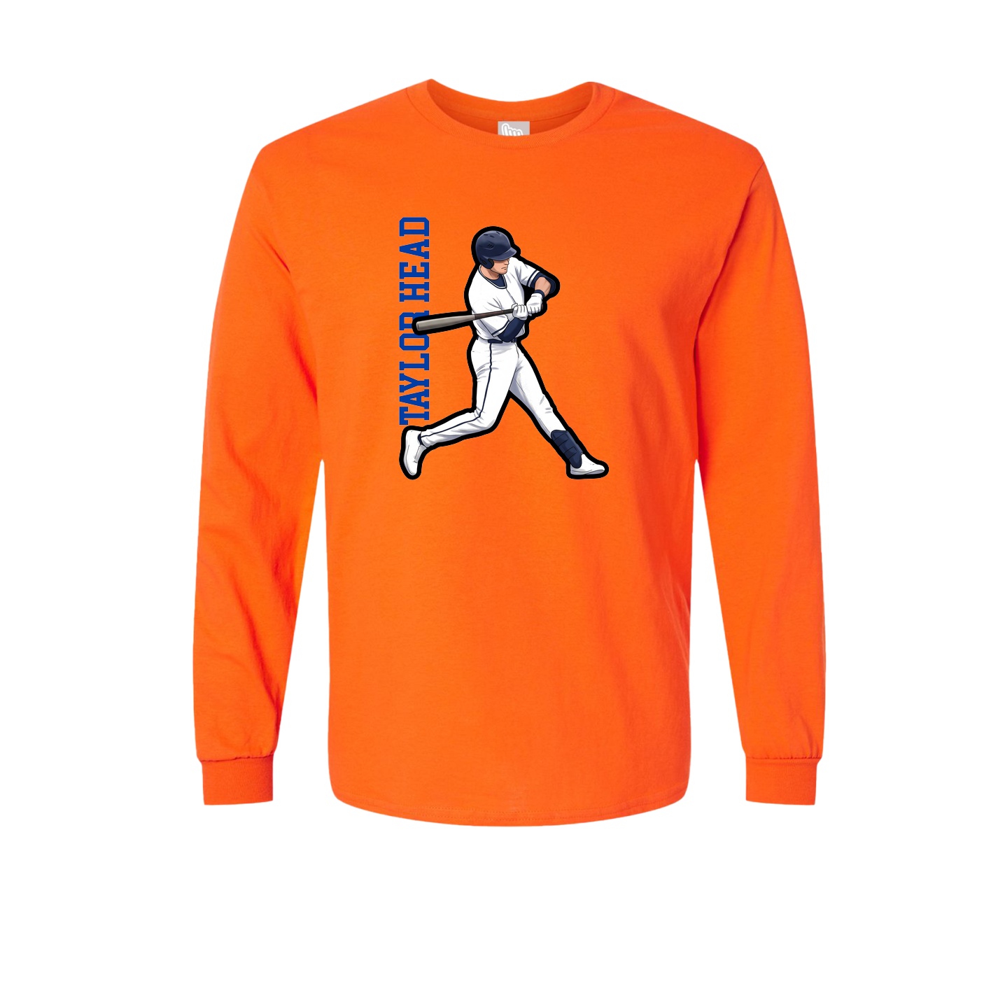 Long Sleeve Tee — Name Vertical in Orange