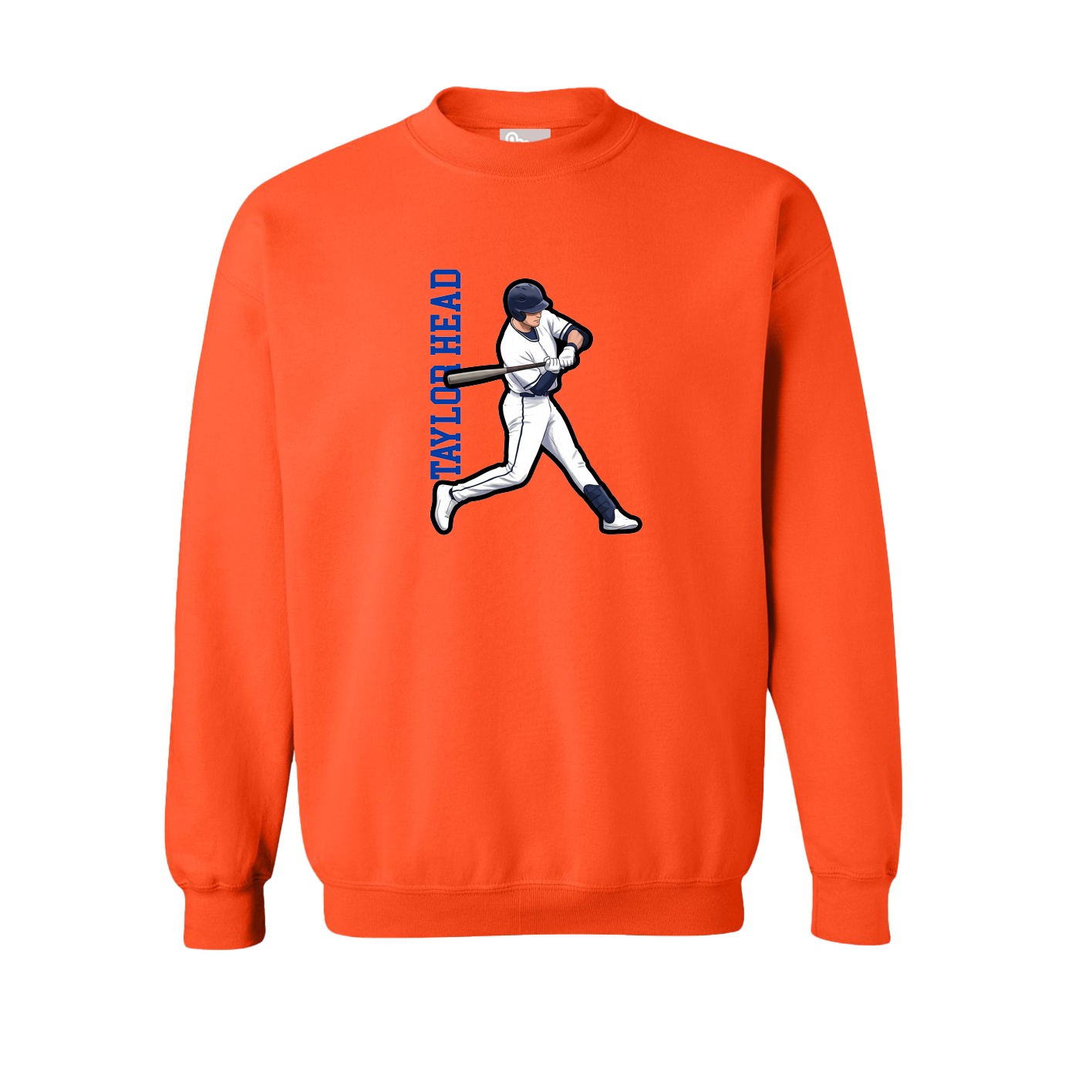 Fleece Crew — Name Vertical in Orange