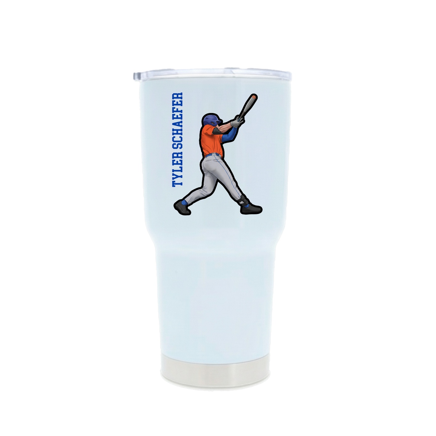 30oz Stainless Steel Tumbler — Name Vertical in White