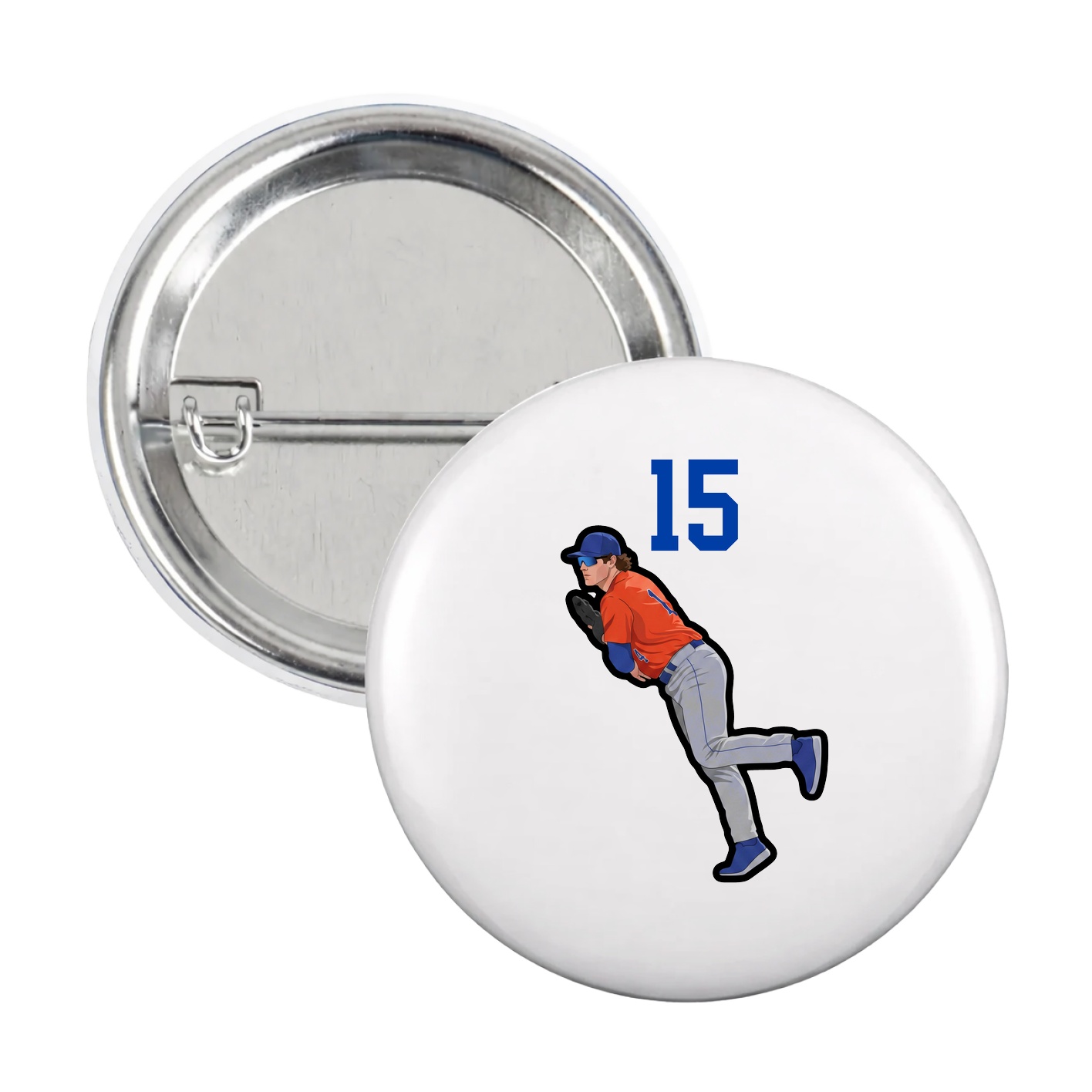 Game Day Button — Number Top in White
