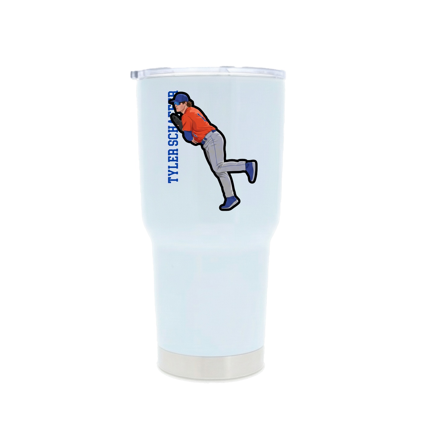 30oz Stainless Steel Tumbler — Name Vertical in White