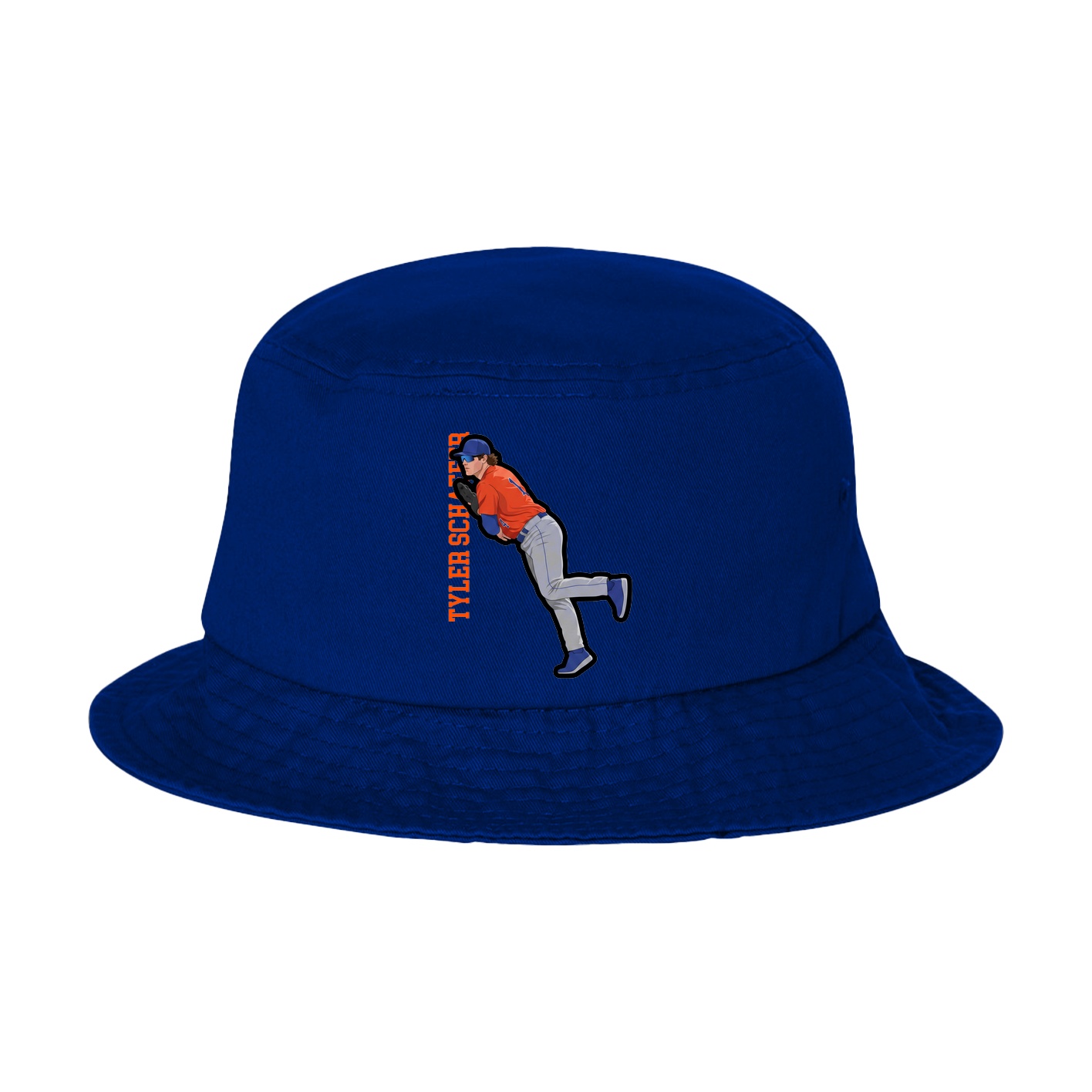 Bucket Cap — Name Vertical in Royal Blue