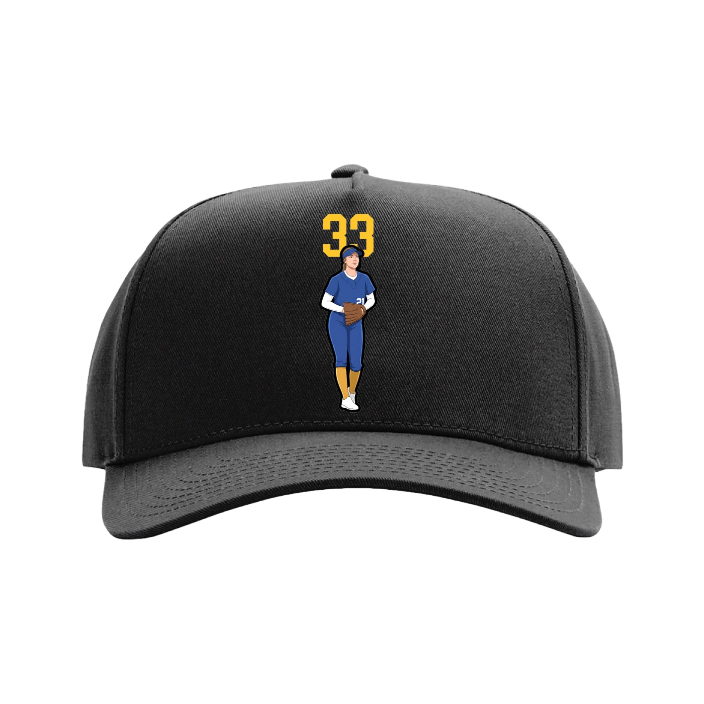 Full Fabric Five-Panel Champ Cap — Number Top in Black