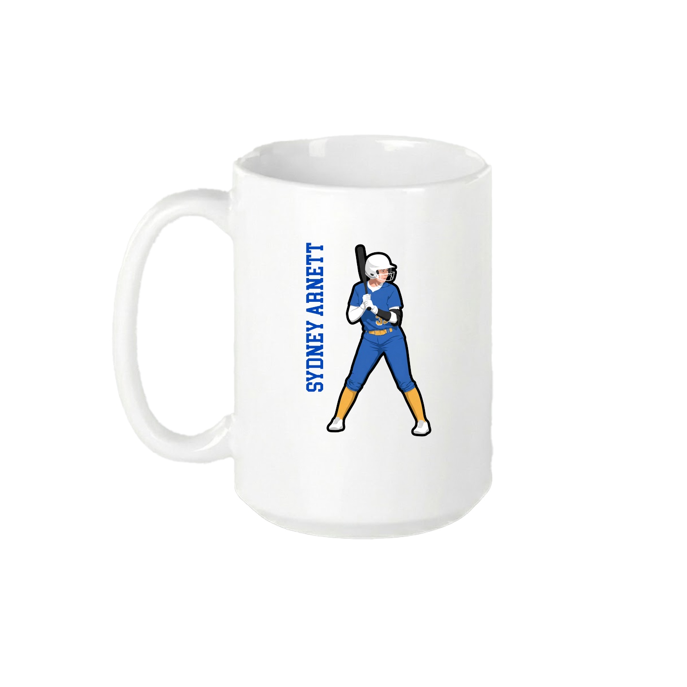 15oz Coffee Mug — Name Vertical in White