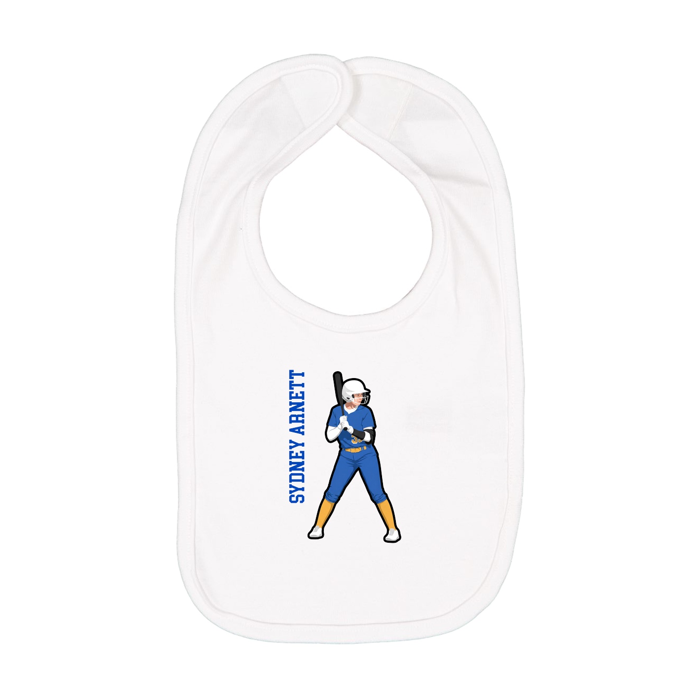 Infant Bib — Name Vertical in White