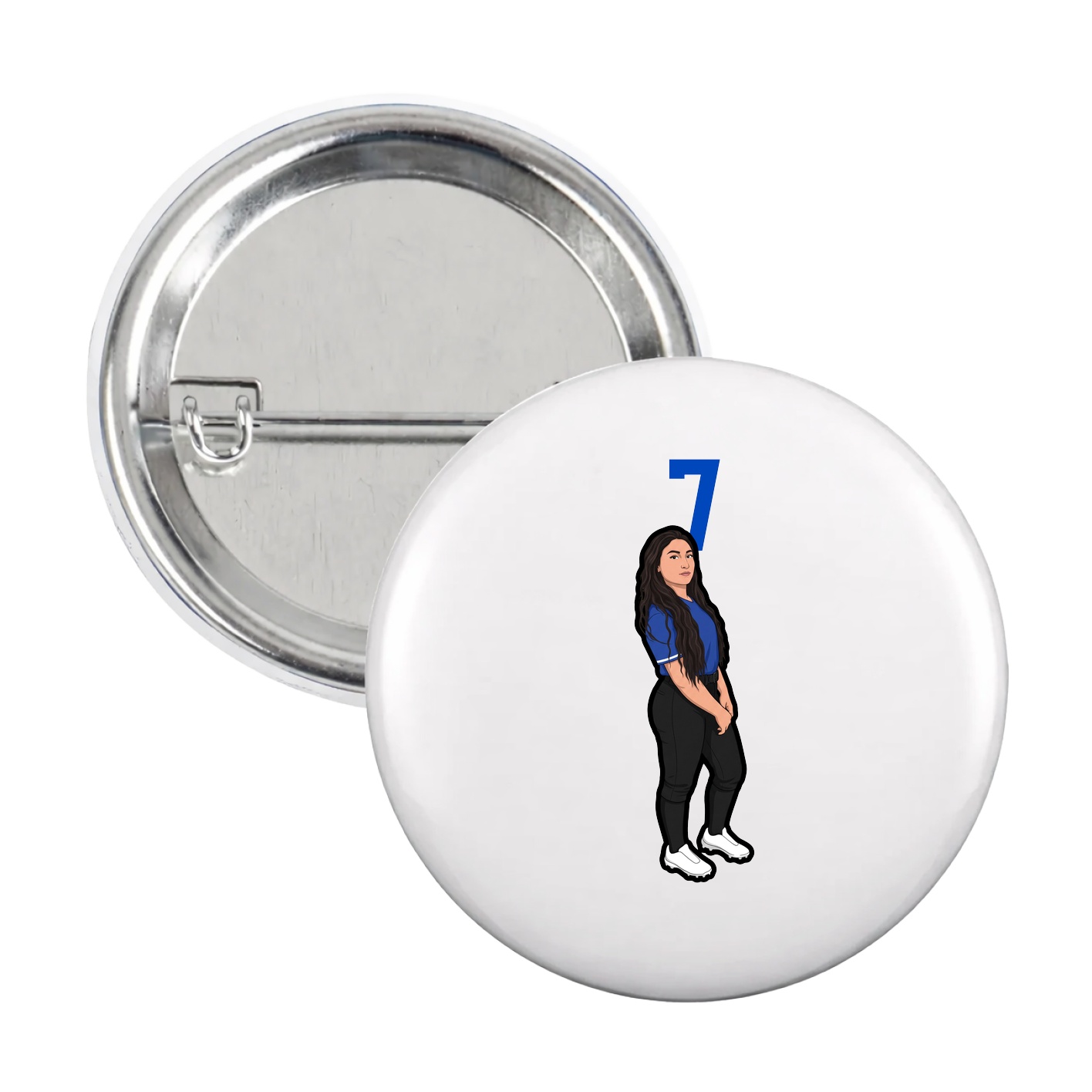 Game Day Button — Number Top in White