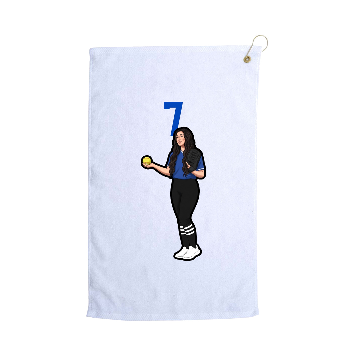 Golf Towel — Number Top in White