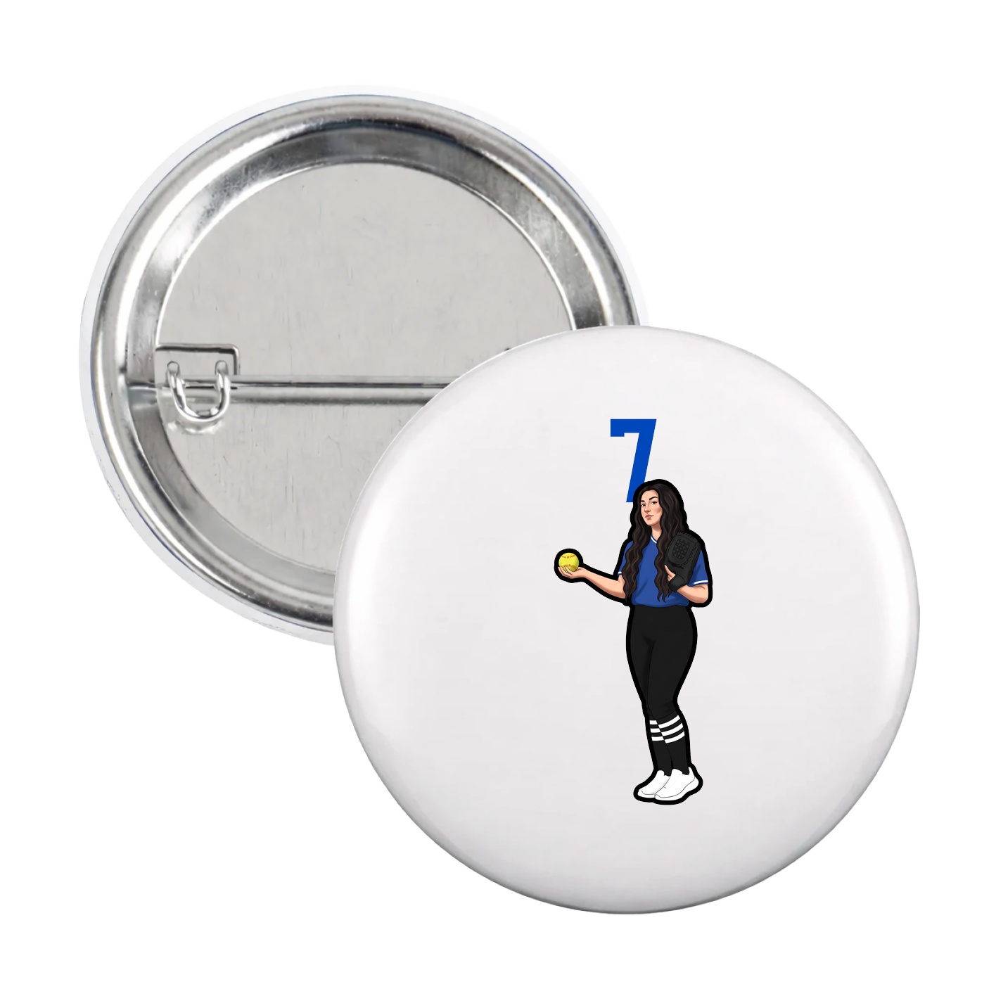 Game Day Button — Number Top in White