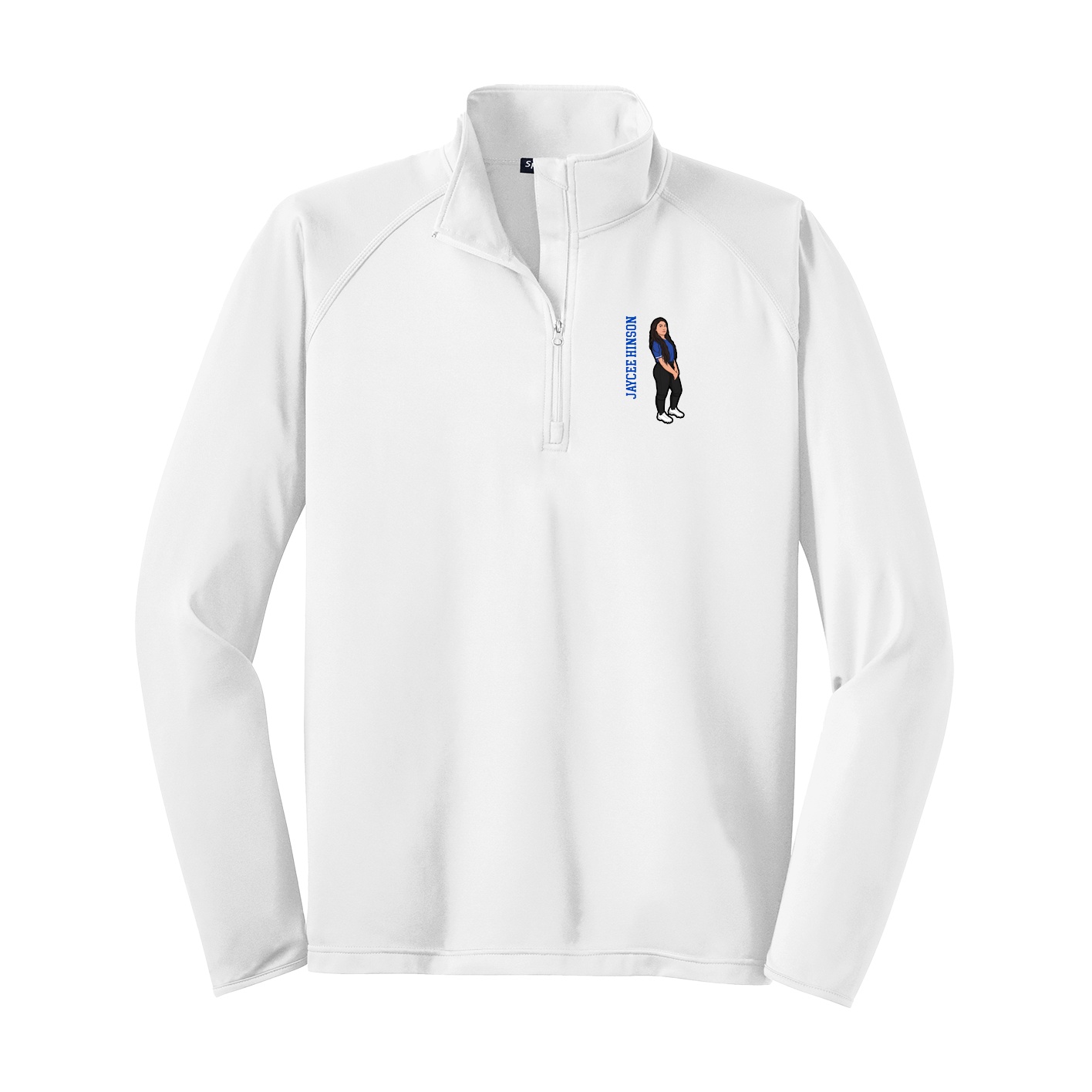 Q-Zip Pullover — Name Vertical in White