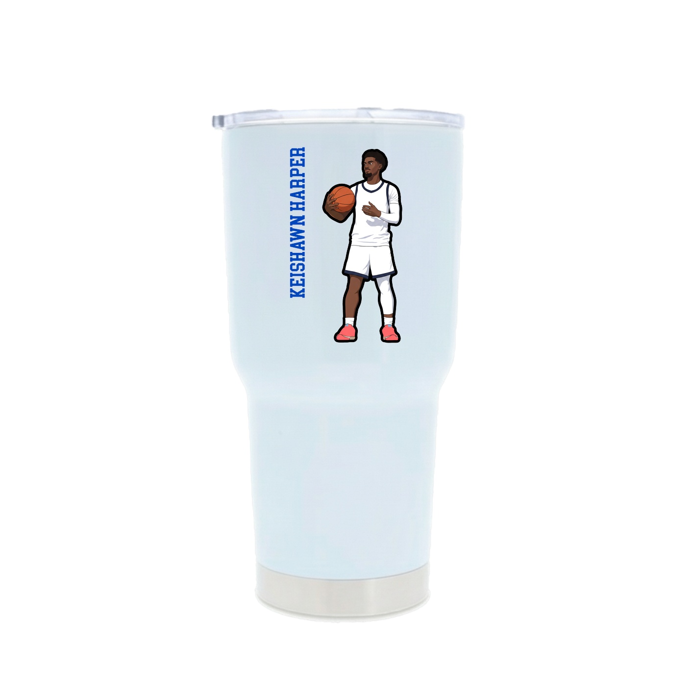 30oz Stainless Steel Tumbler — Name Vertical in White