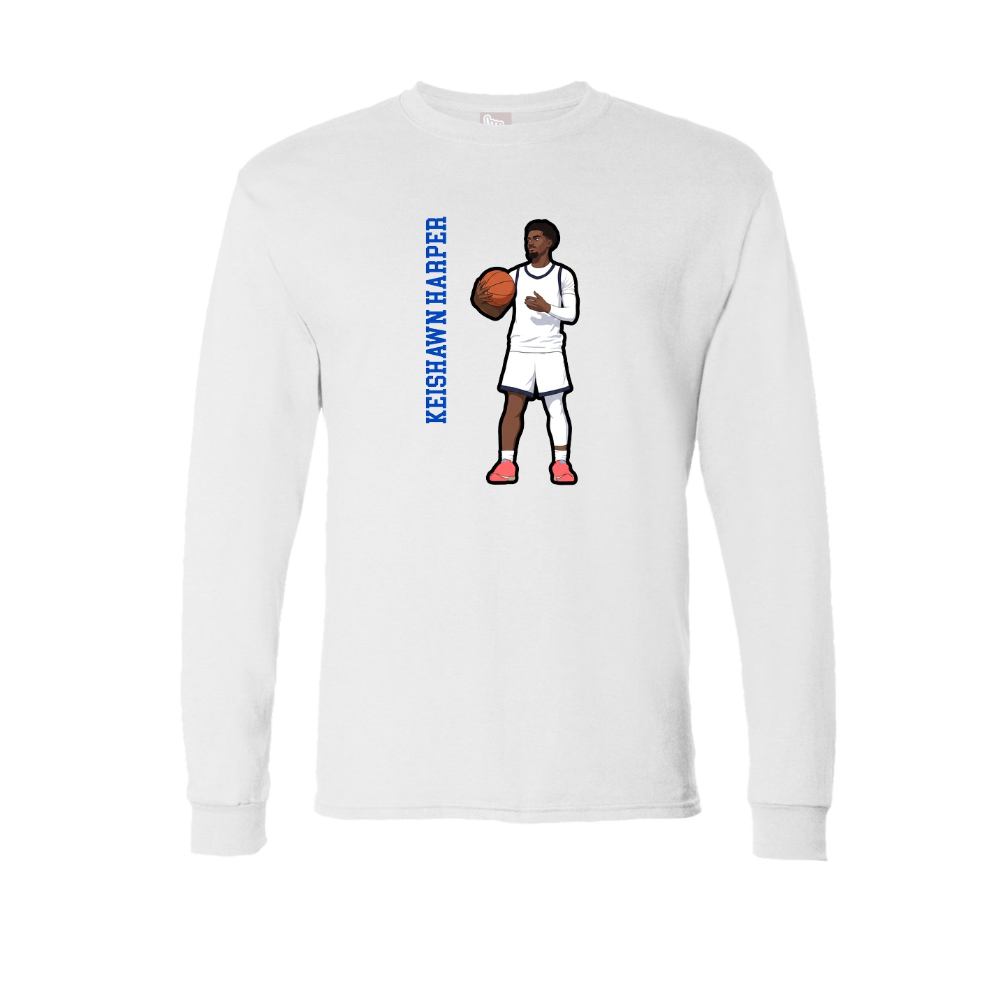 Long Sleeve Tee — Name Vertical in White