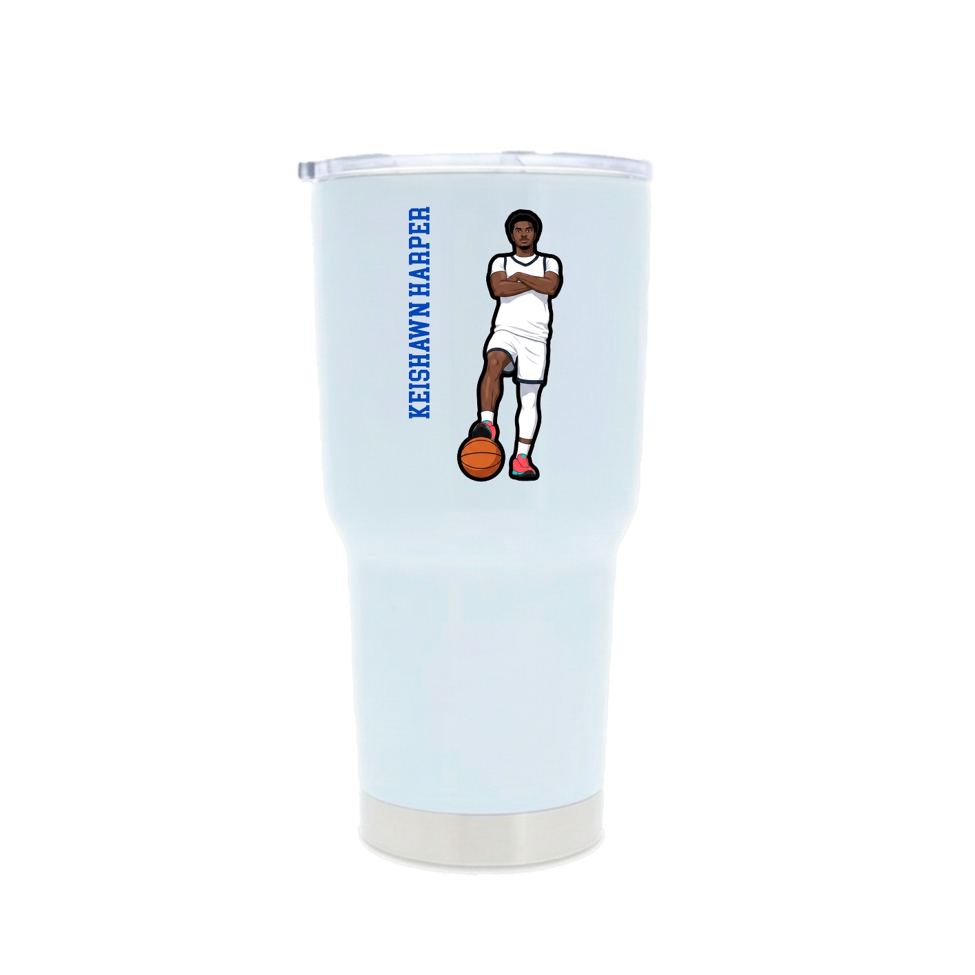 30oz Stainless Steel Tumbler — Name Vertical in White