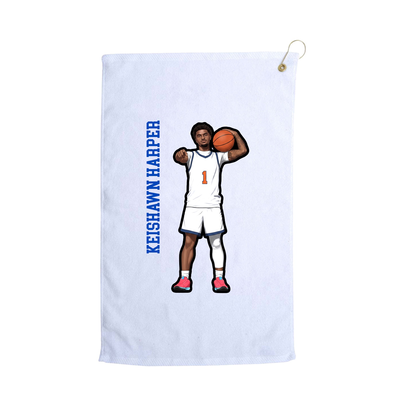 Golf Towel — Name Vertical in White