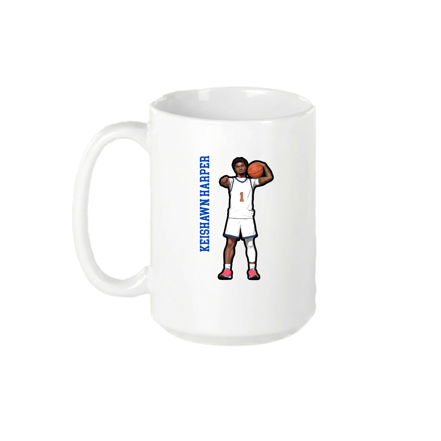 15oz Coffee Mug — Name Vertical in White