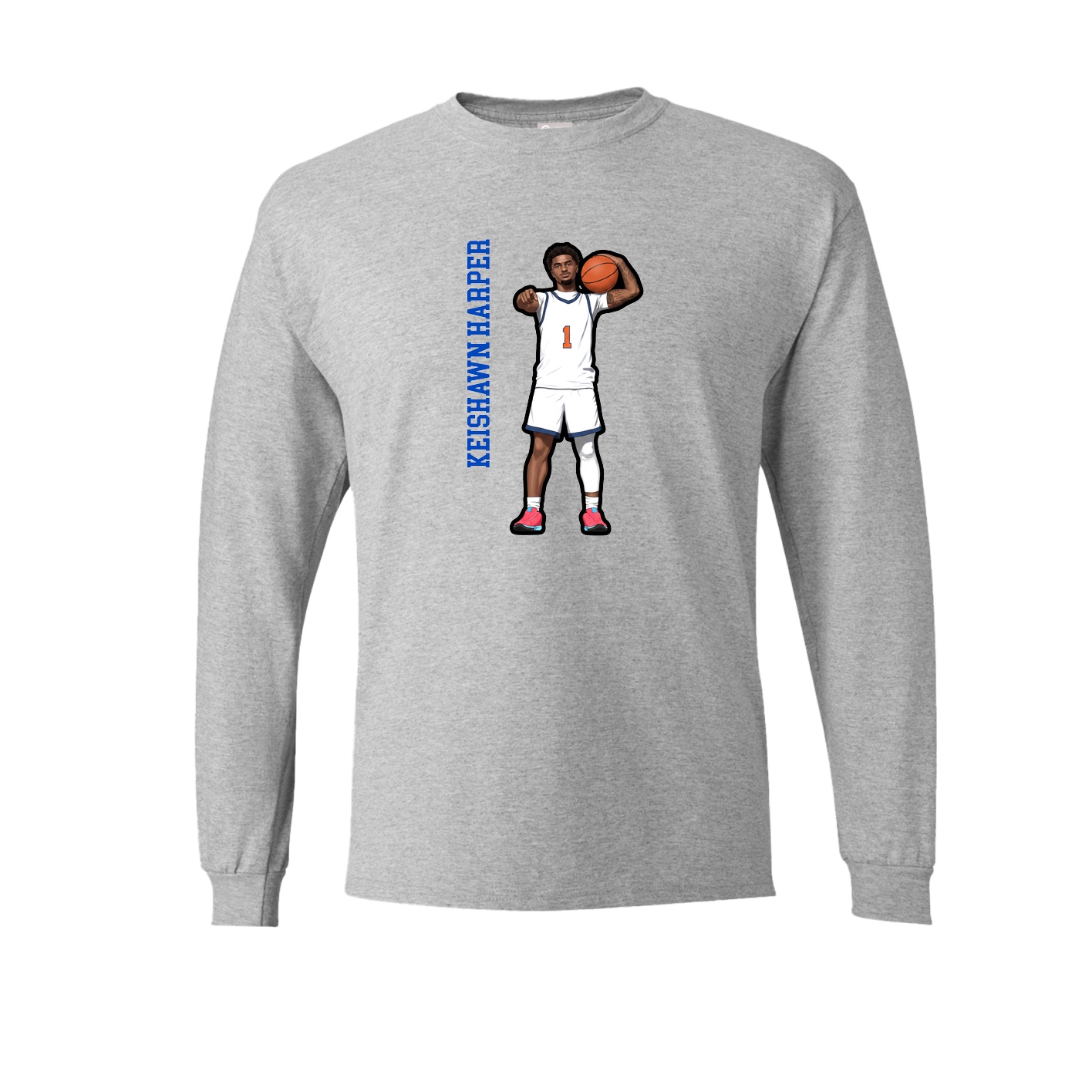 Long Sleeve Tee — Name Vertical in Grey