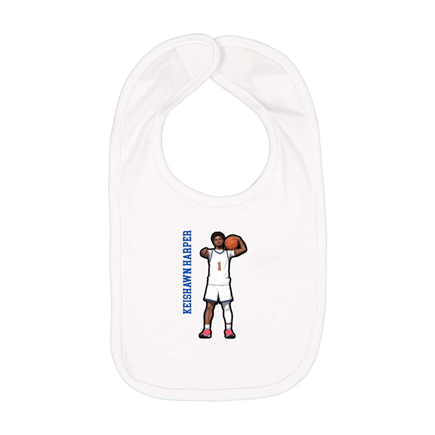 Infant Bib — Name Vertical in White