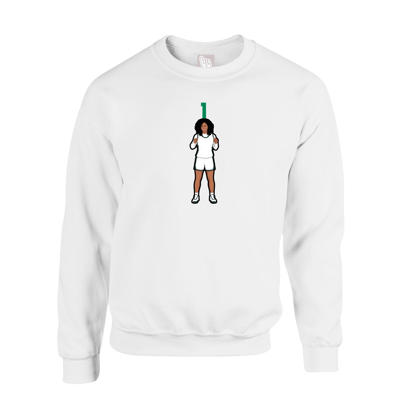 Fleece Crew — Number Top in White