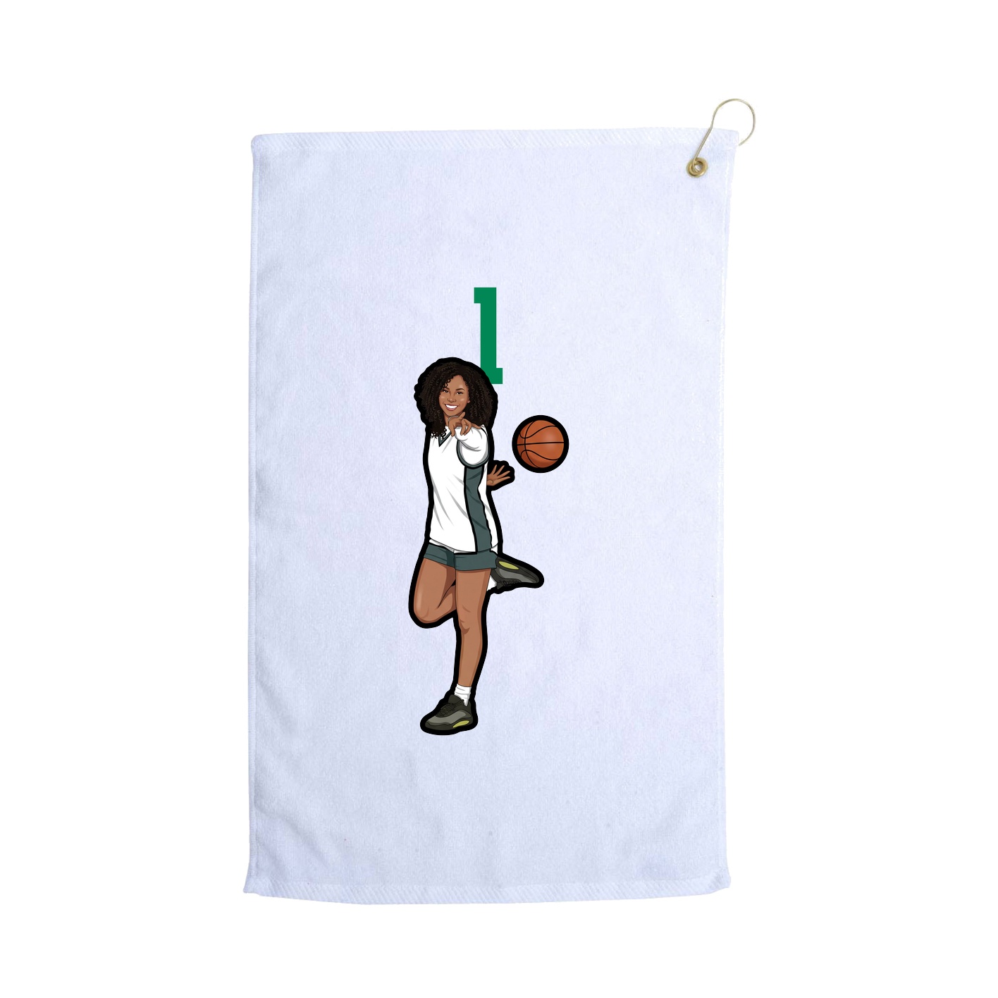 Golf Towel — Number Top in White