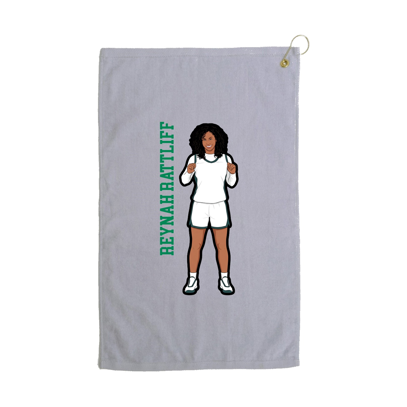 Golf Towel — Name Vertical in Grey