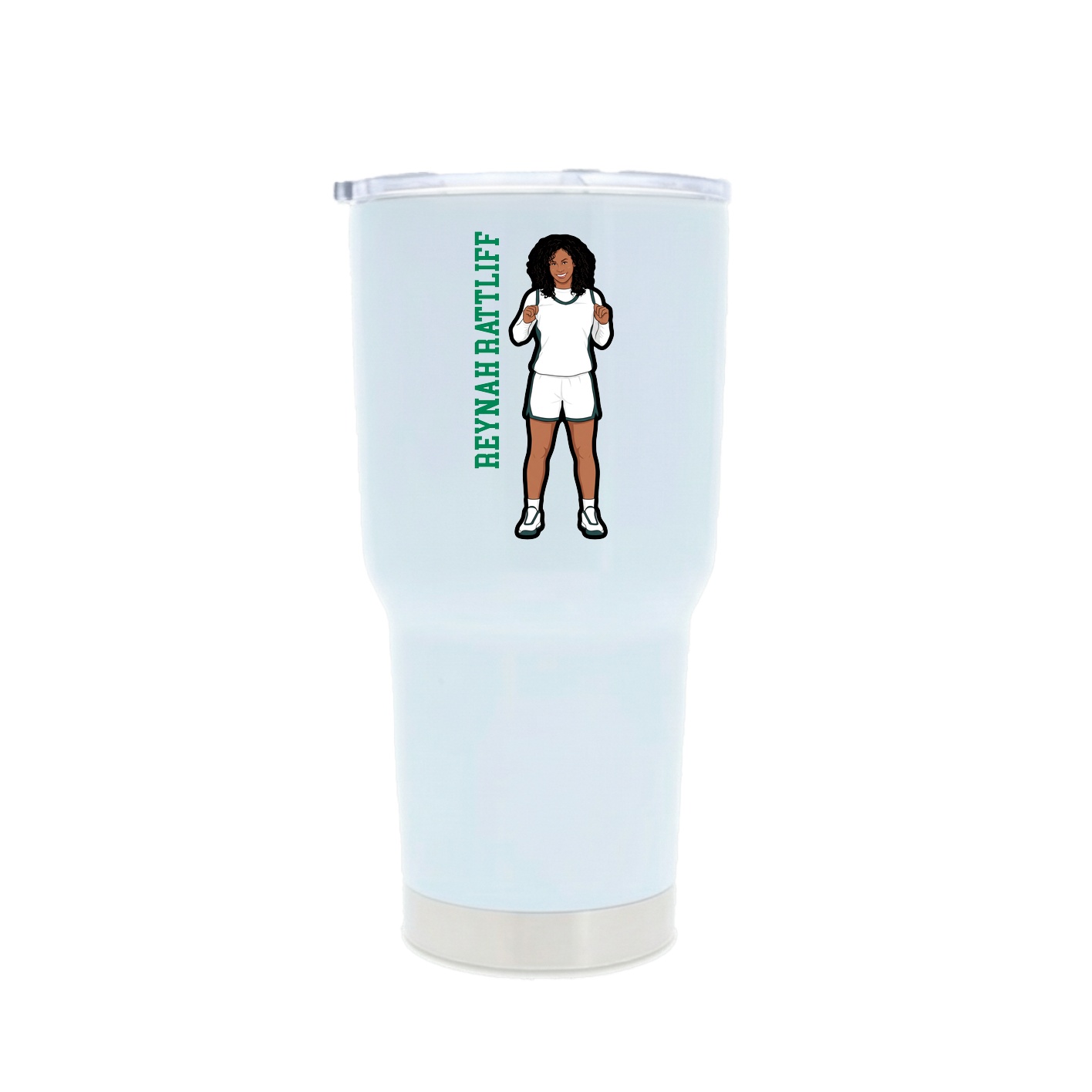 30oz Stainless Steel Tumbler — Name Vertical in White