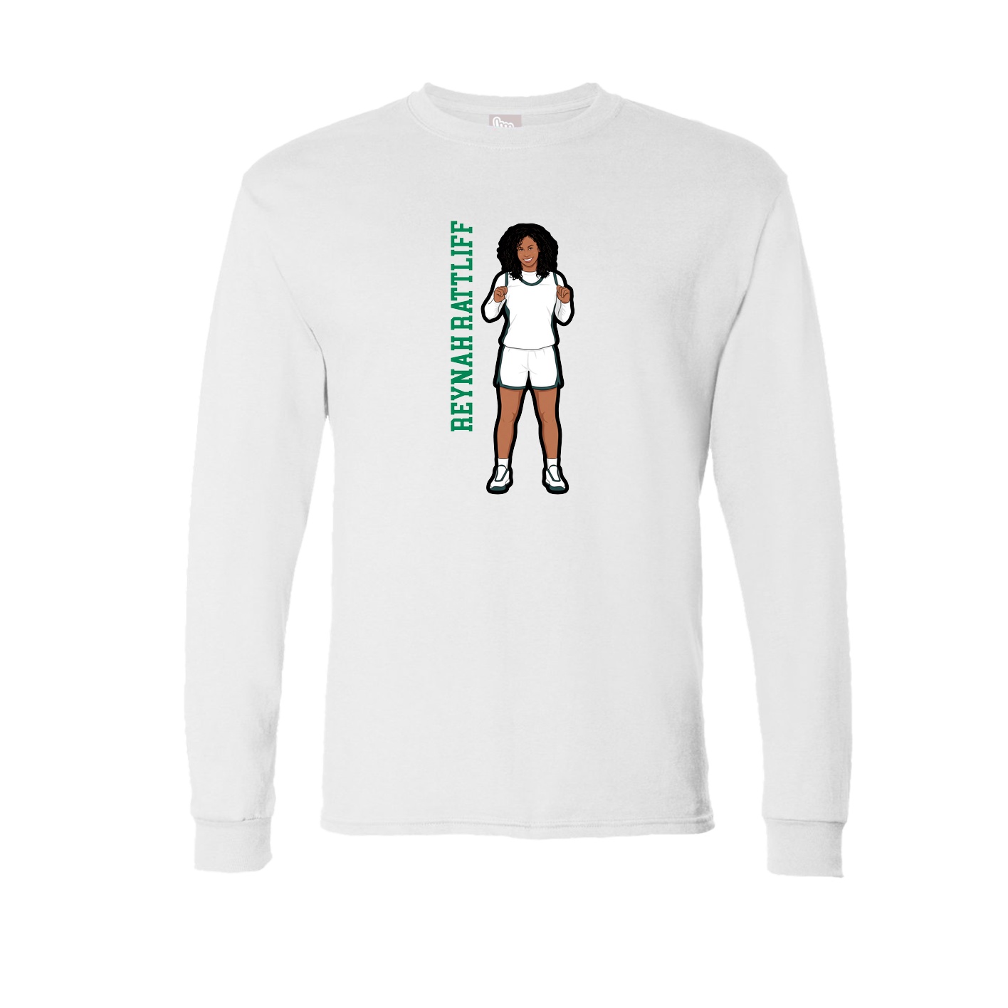 Long Sleeve Tee — Name Vertical in White