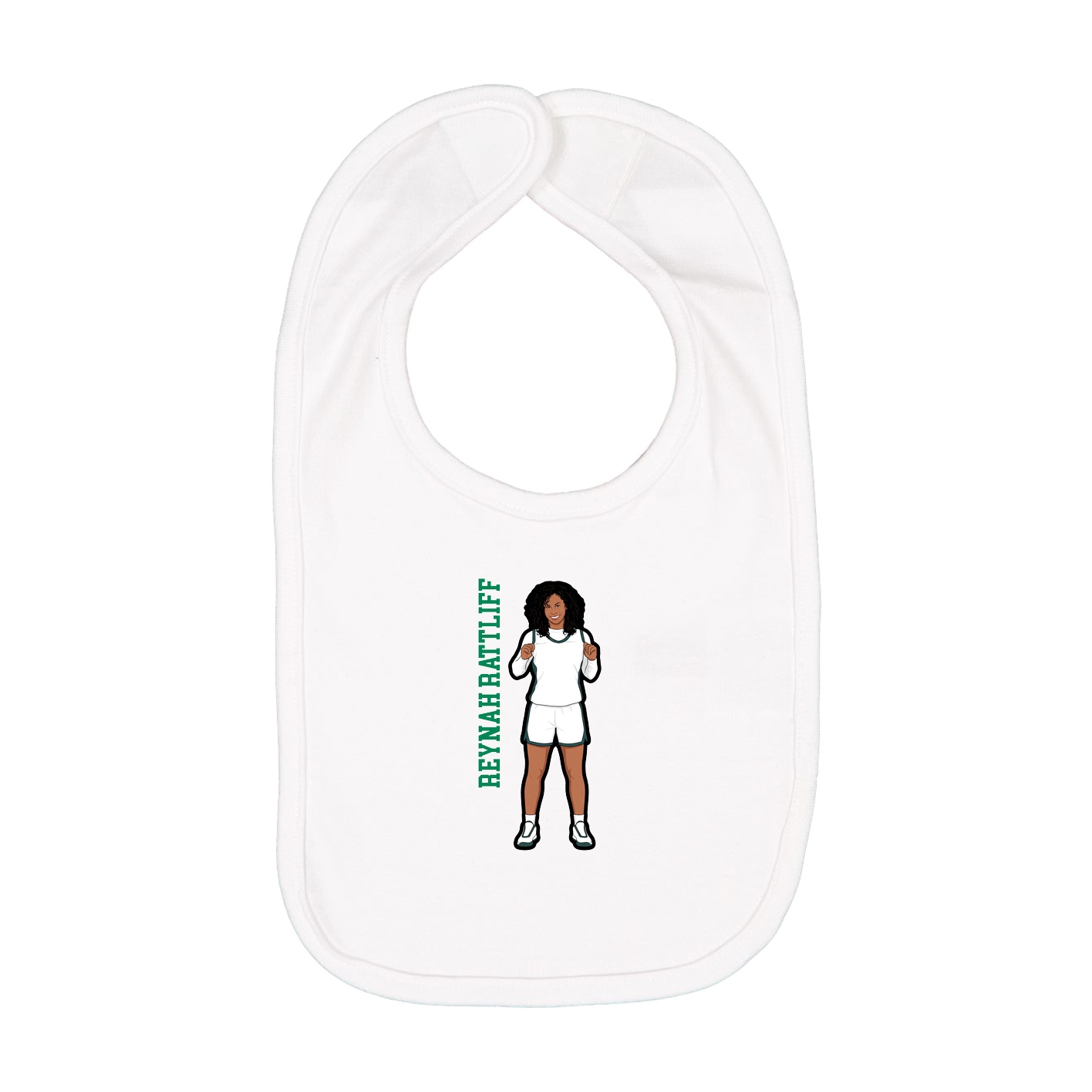 Infant Bib — Name Vertical in White