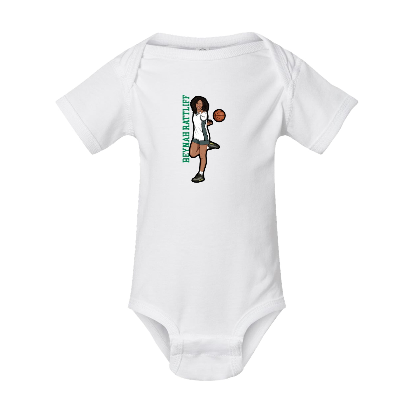 Baby Onesie — Name Vertical in White